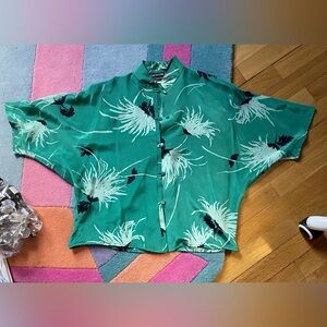 Green cropped button down